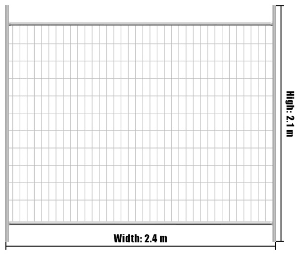 Welded Mesh Temporary Fence Product Size