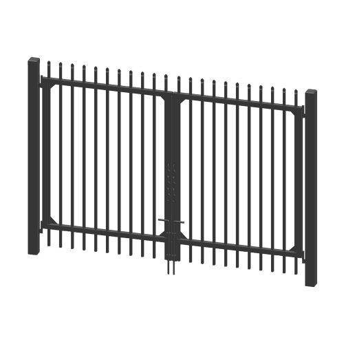 Black Steel Double Swing Driveway Fence Gate