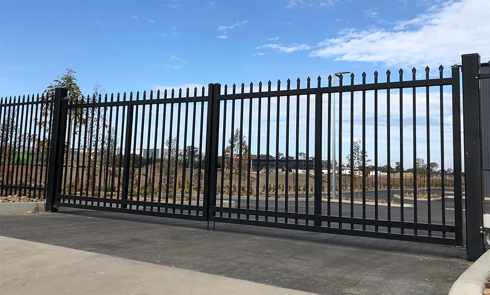 Black Steel Double Swing Driveway Gates