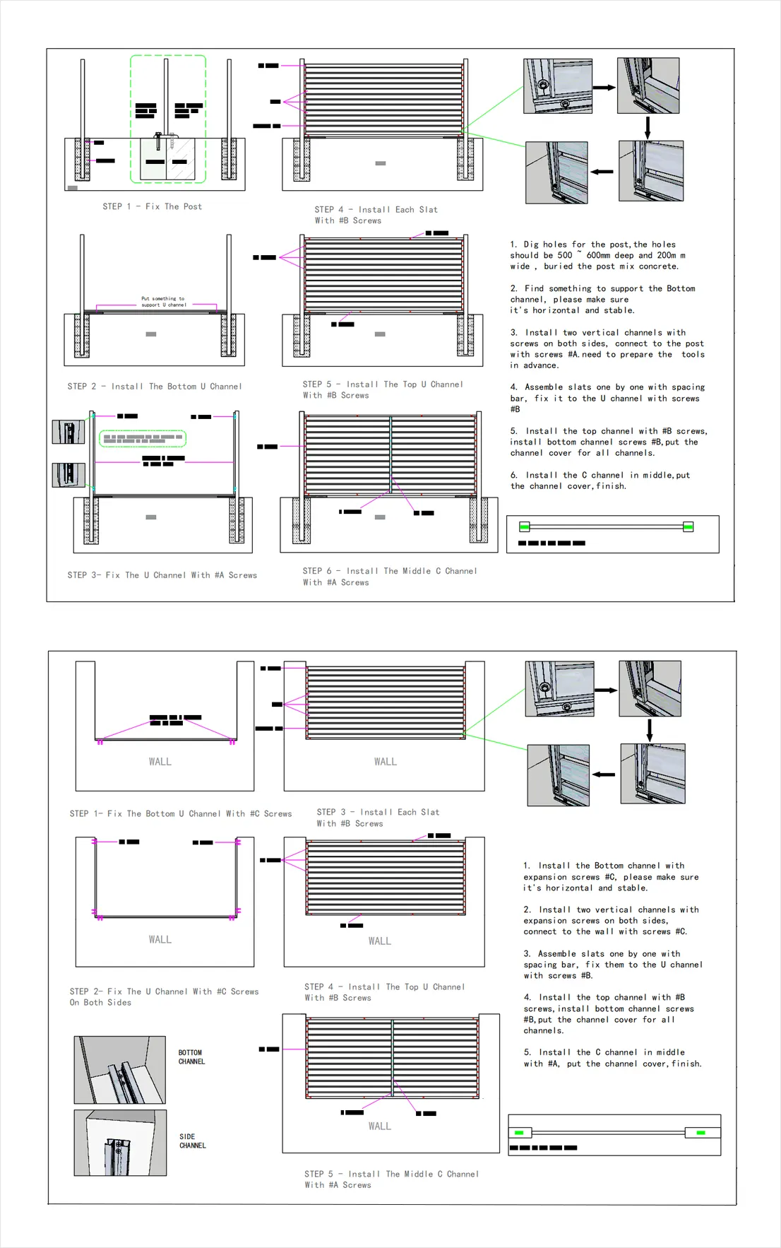 Aluminium Slat Fencing Two Detailed Installation Methods