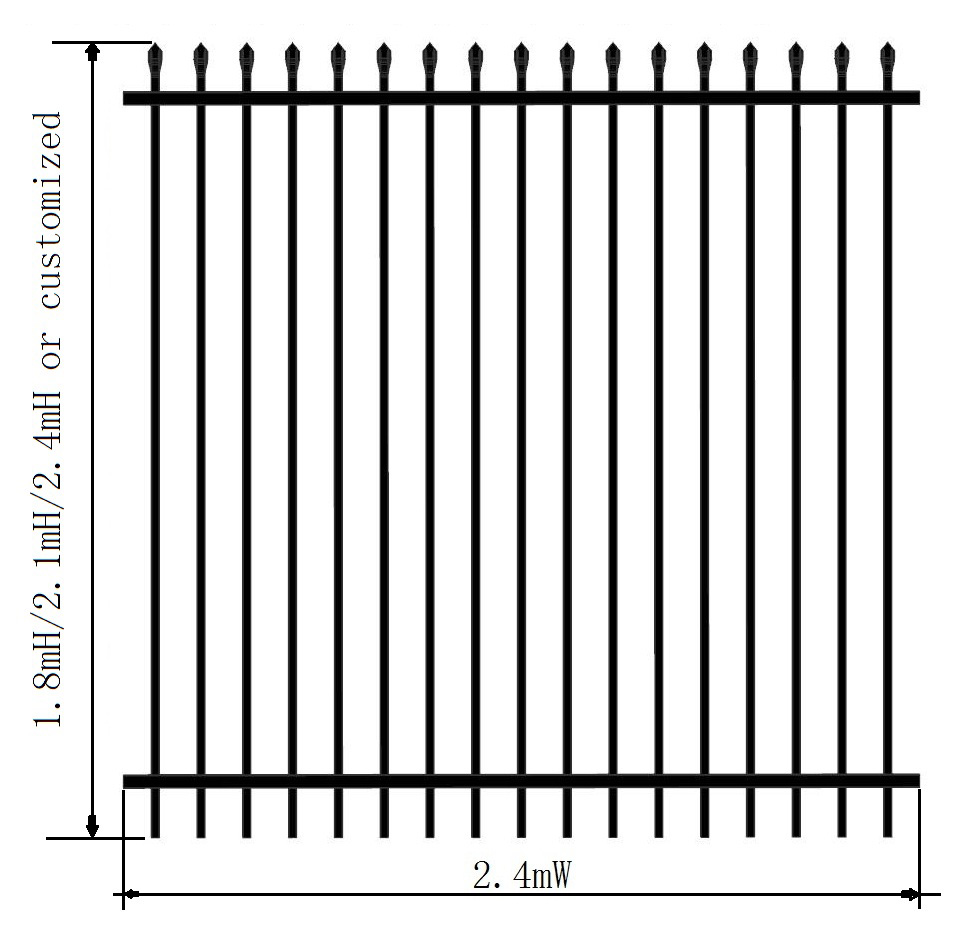 Spear Top Aluminum Fence Product Size