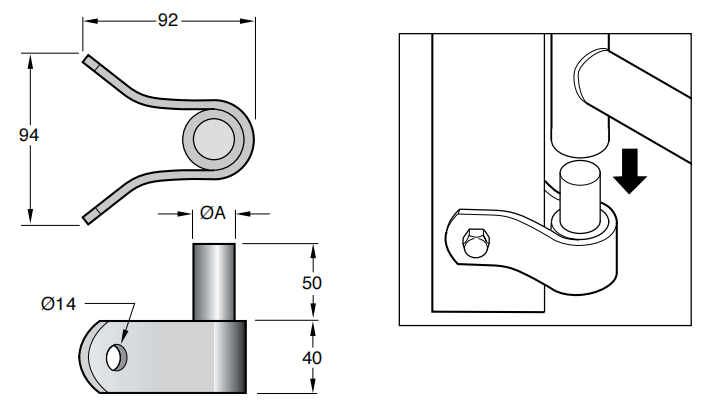 Angle Post Gudgeon Drawings