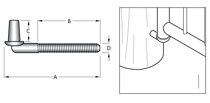 Screw Gudgeons Galvanized Drawings